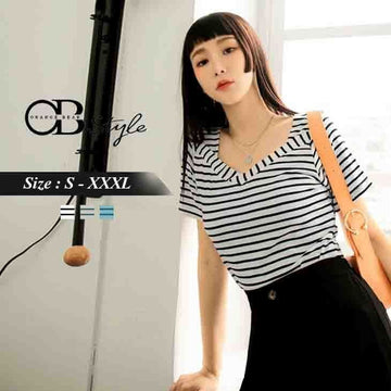 SHORT SLEEVE STRIPED TOPS