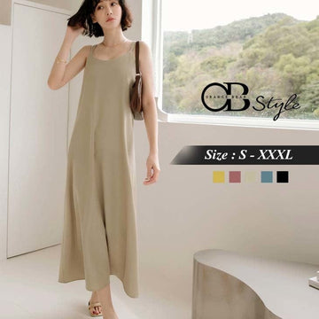 SPAGHETTI STRAP CHIFFON A-LINE DUNGAREE DRESS
