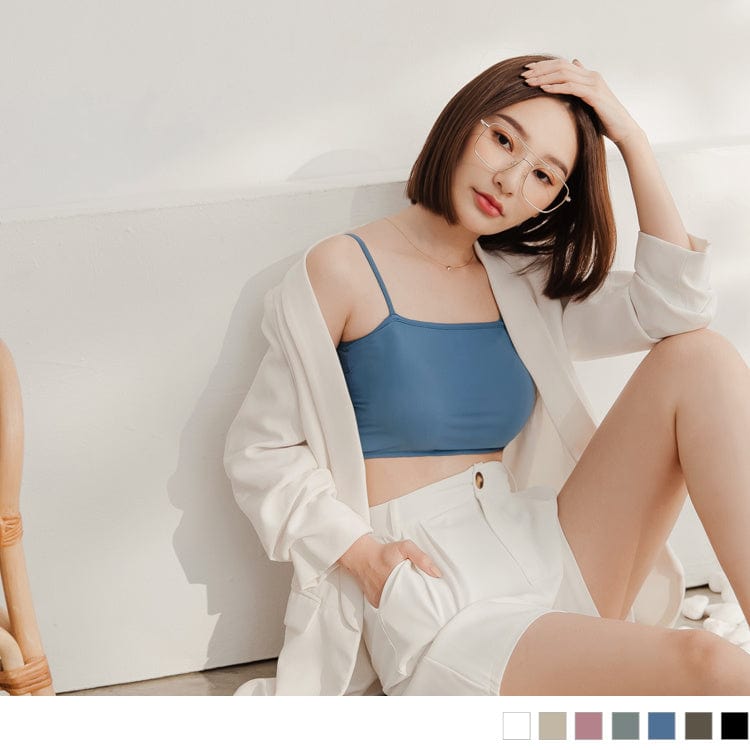 SQUARE NECK SPAGHETTI STRAP SLEEVELESS BRATOPS