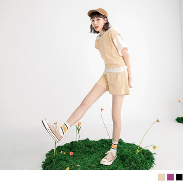 ELASTIC WAIST COTTON TUNIC SHORTS