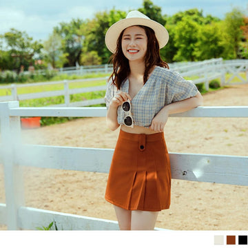 MEDIUM WAIST A-LINE PLEAT MINI SKORTS