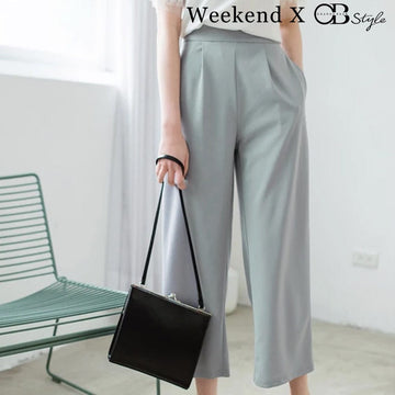 WEEKEND X OB DESIGN ELASTIC WAIST WIDE LEG PANTS
