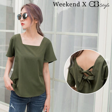 WEEKEND X OB DESIGN BOW LOOSE BLOUSE SHIRT TOPS