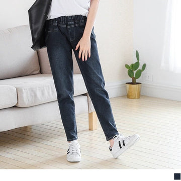 WEEKEND X OB DESIGN ELASTIC WAIST BRUSHED DENIM PANTS