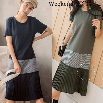 WEEKEND X OB DESIGN HOUNDSTOOTH PLEATED DRESS