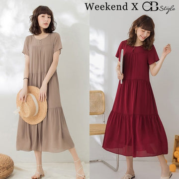 WEEKEND X OB DESIGN CHIFFON TIERED MAXI DRESS