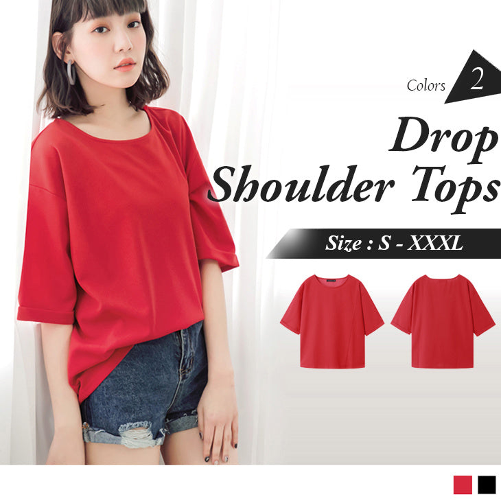 3/4 SLEEVE DROP SHOULDER TOPS