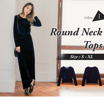 LONG SLEEVE ROUND-NECK TOPS