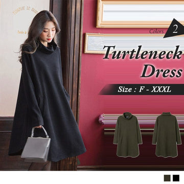 ORANGEBEAR LONG SLEEVE TURTLENECK DRESS