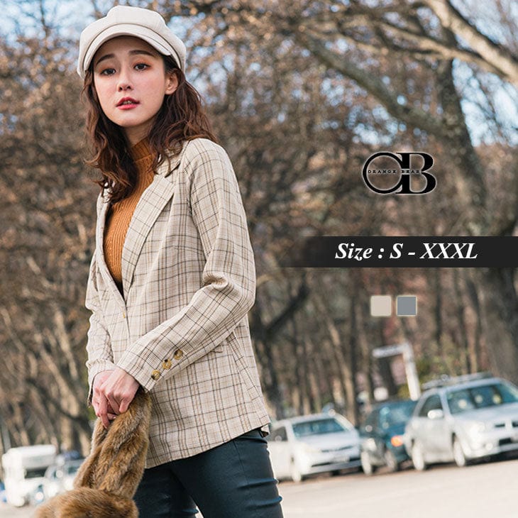 ORANGEBEAR RETRO STYLE CHECKERED SUIT JACKETS