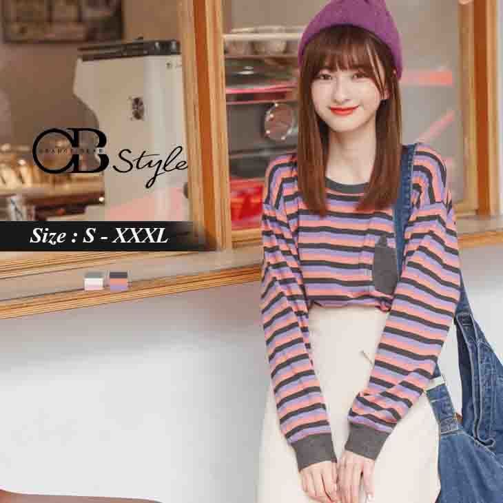 ORANGEBEAR STRIPED CAT EAR POCKET TOPS