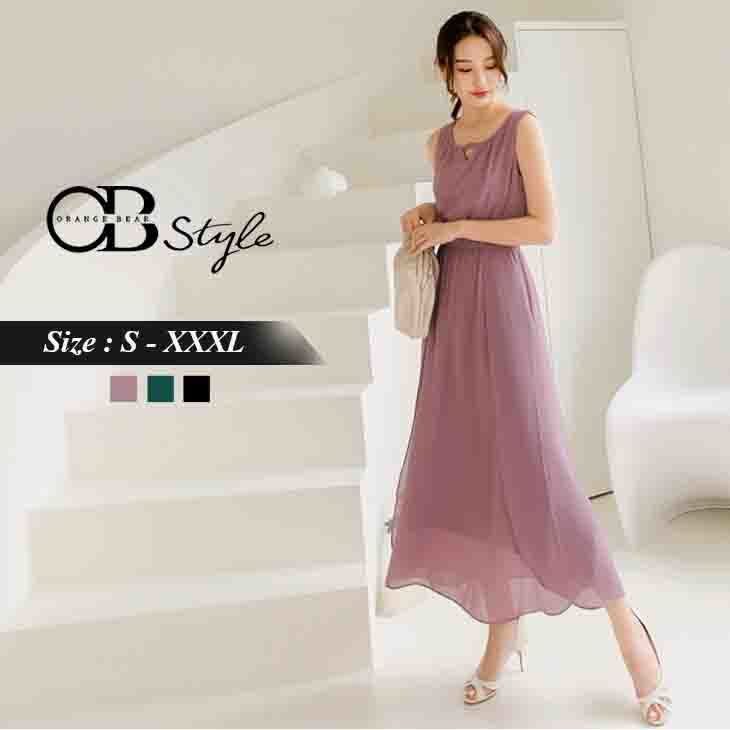 SLEEVELESS WORK CHIFFON DRESS