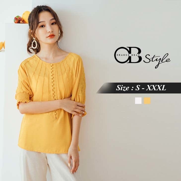 ORANGEBEAR JACQUARD ELASTIC SLEEVE TOPS