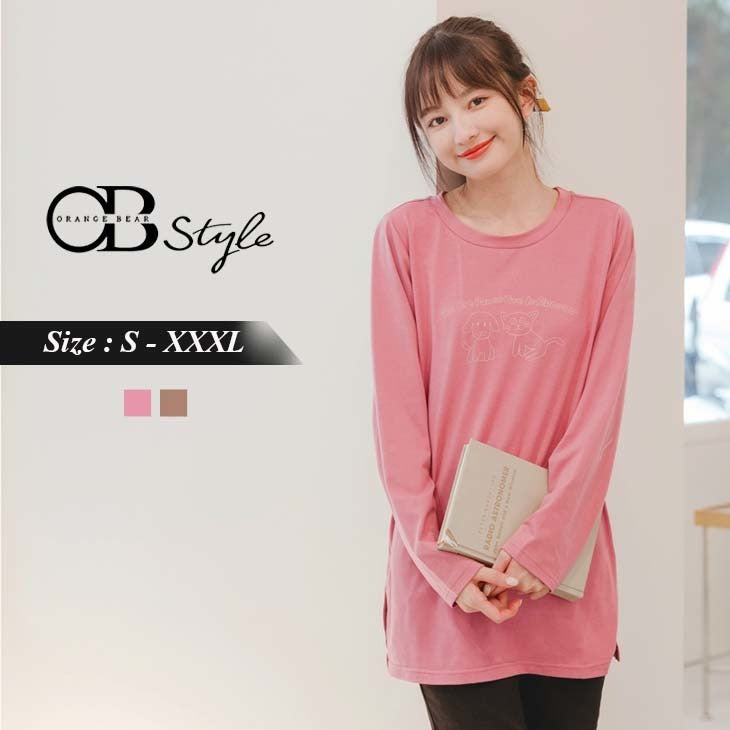 ORANGEBEAR LONG SLEEVE LONG-LINE TOPS