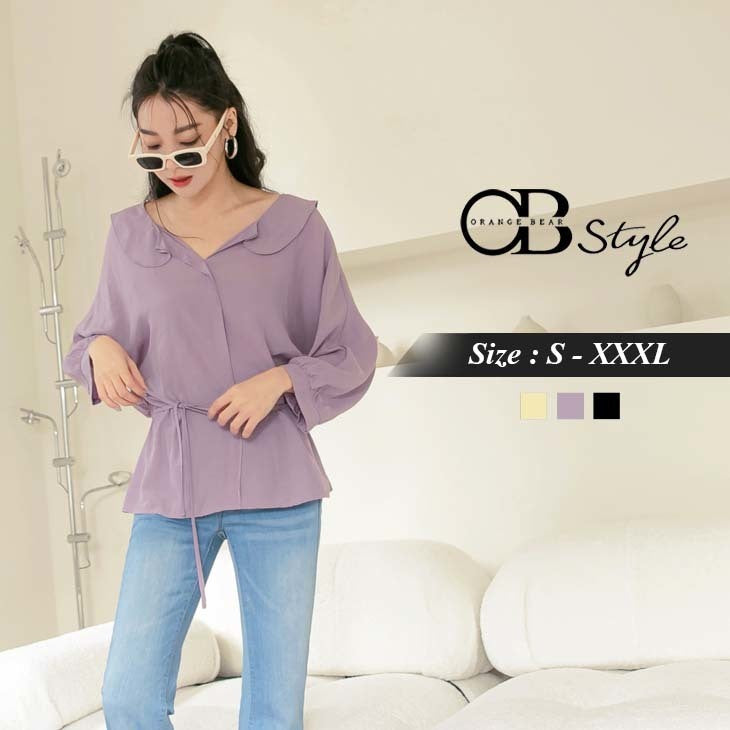 BATWINGS SLEEVE 3/4 SLEEVE LONGLINE BELT WAIST TOPS