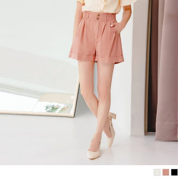 COTTON A-LNE ELASTIC WAIST SHORTS