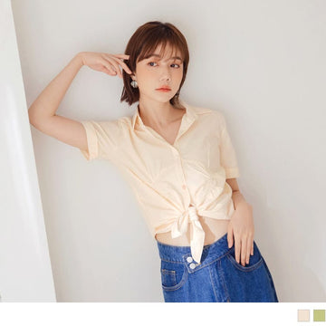 SHIRT COLLAR TUNIC SHORT SLEEVE PLAIN SHIRTS