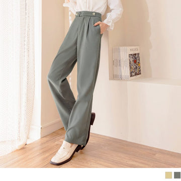 MEDIUM WAIST PLEAT STRAIGHT SUIT  PANTS