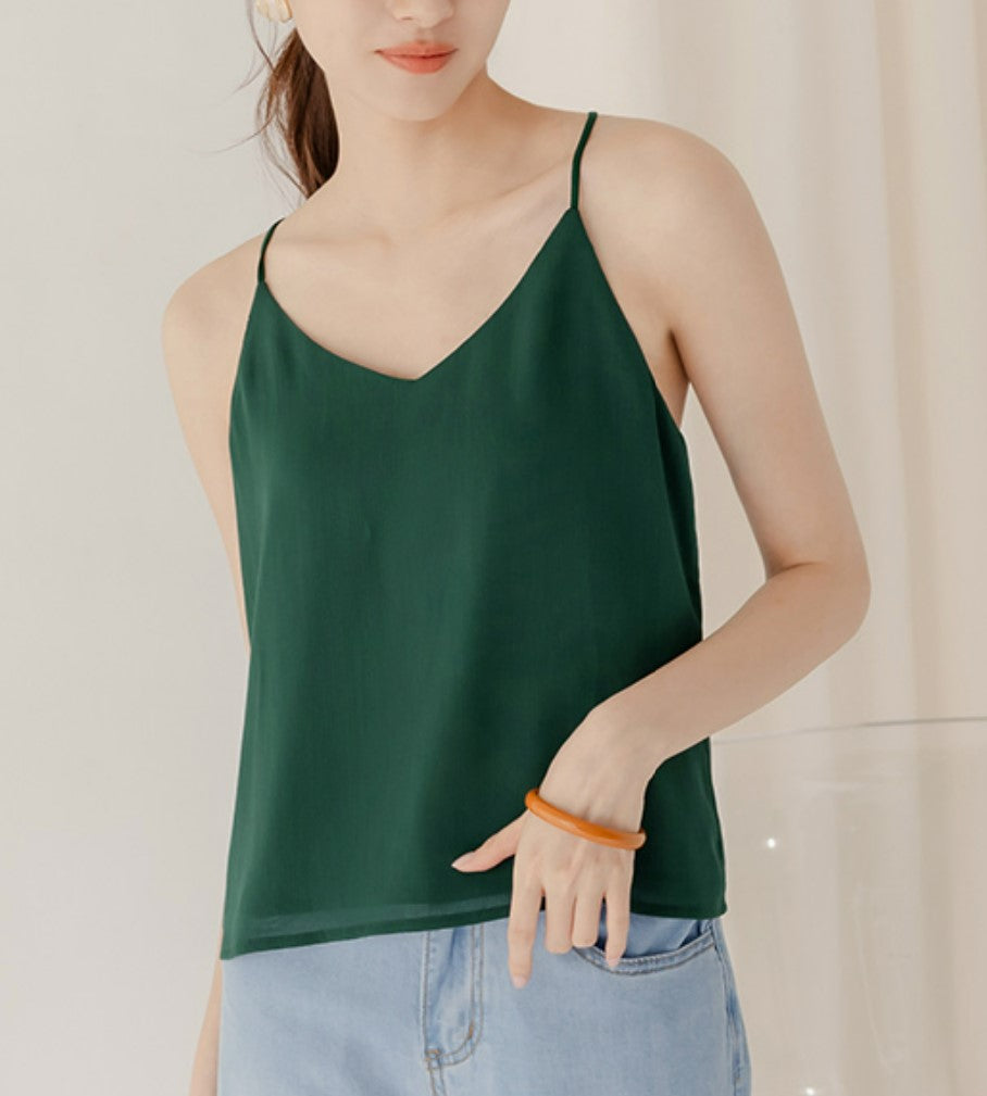 Ob Design Women Sexy Basic Solid Strap Chiffon Tank Top Plus Size