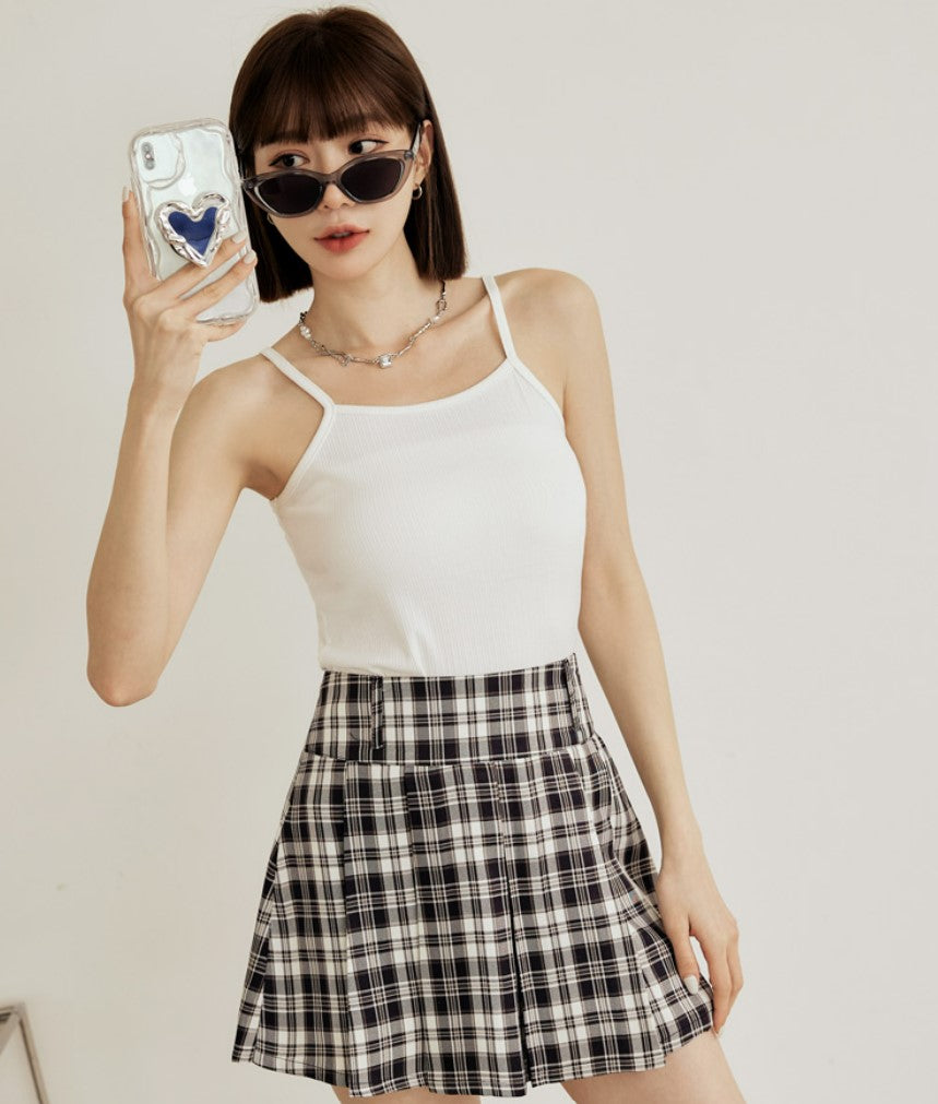 Casual Plaid Short Mini Pleated Skirt