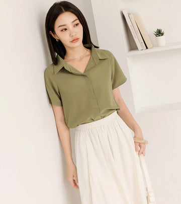 Basic Solid Wrinkle Free Cooling Shirt Top