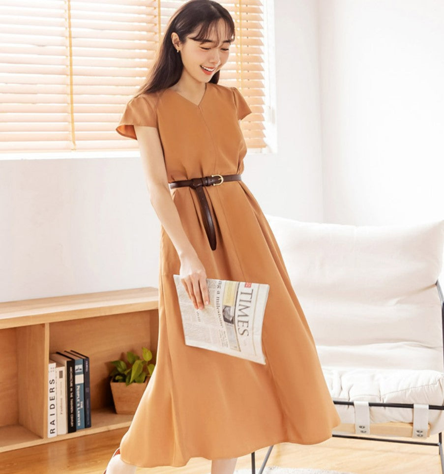 Korean Cooling V-Neck Long Cutout Back Maxi Summer Dress