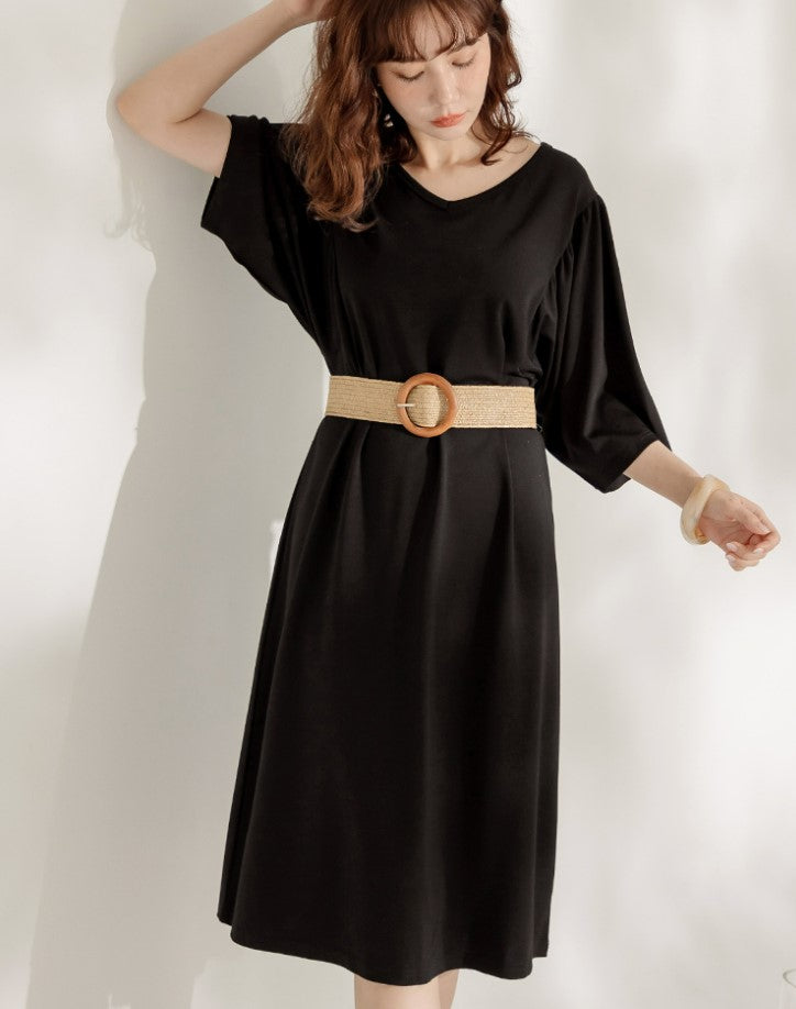 Cooling Wide Sleeve V-Neck Loose Midi Summer Dress