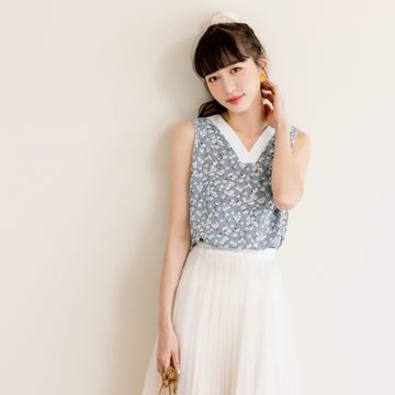 V-Neck Floral Print Tank