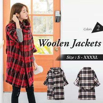 PLAID LAPEL WOOLEN TOUCH JACKETS