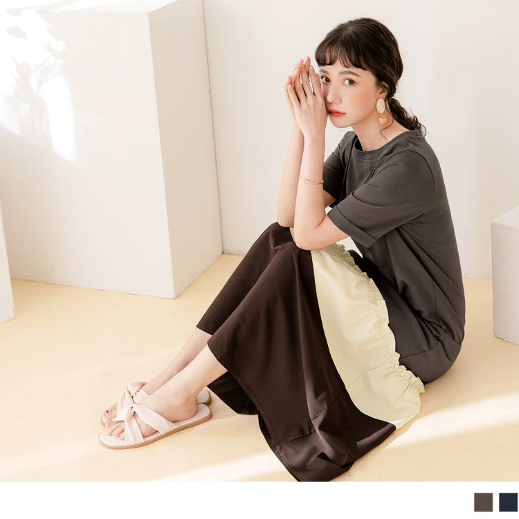 WEEKEND X OB DESIGN A LINE PATCHED COTTON DRESS