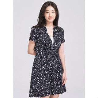 IN THE MOOD HOLIDAYS SHORT SLEEVE A-LINE POLKA DOTS MIDI TUNIC DRESS