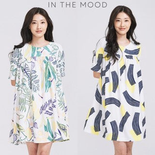 IN THE MOOD SHORT SLEEVE FLORAL PRINT A-LINE MIDI BABYDOLL DRESS
