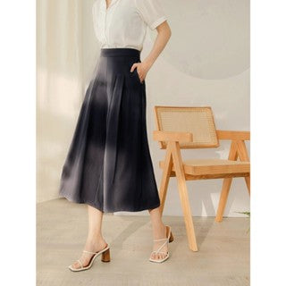 Weekend X Ob Design Work Women Elastic Waist Pleated Chiffon Wide Leg Culottes Palazzo Pants Trousers Plus Size