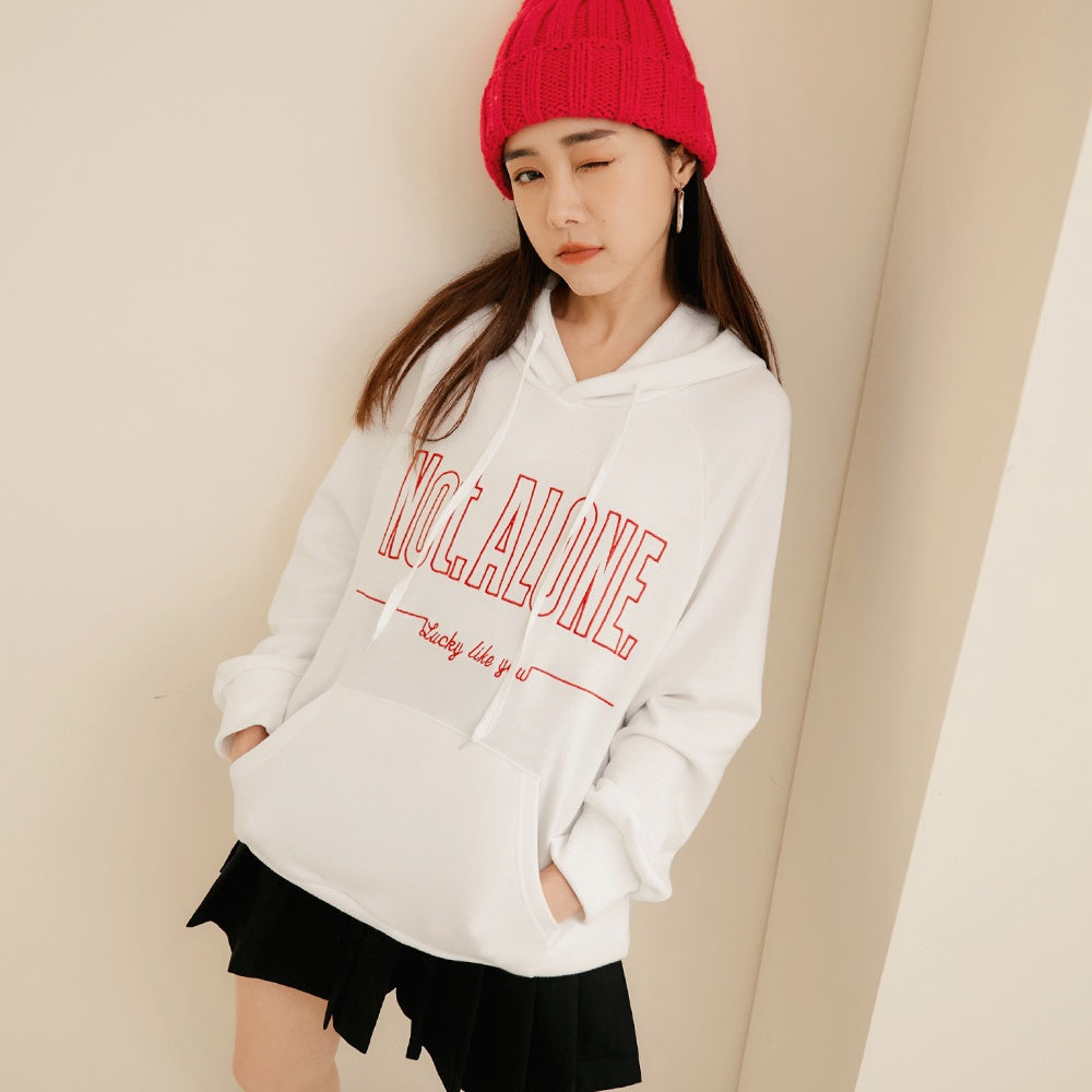 English Embroidery Hooded Long Sleeve Top