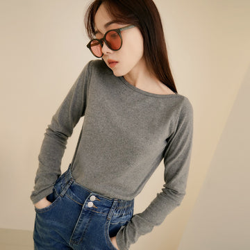 Basic Casual Asymmetric Shoulder Fitted Top