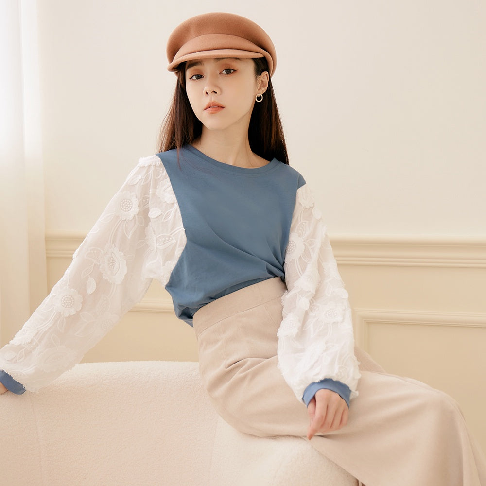 Eyelet Lace Puff Sleeve Top