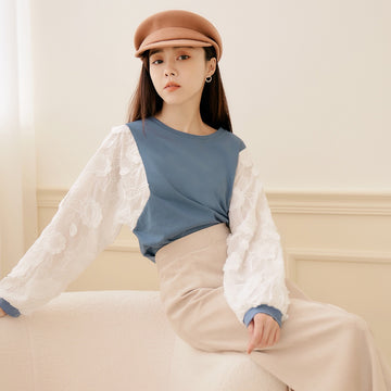 Eyelet Lace Puff Sleeve Top