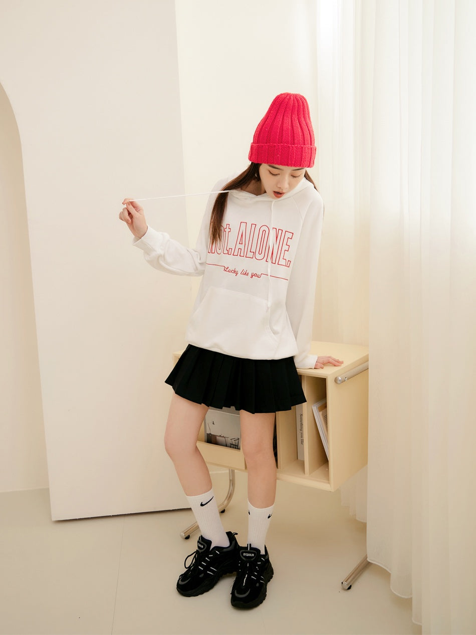 English Embroidery Hooded Long Sleeve Top