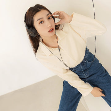 Warm Fleece Shirt Collar Sweatshirt Top