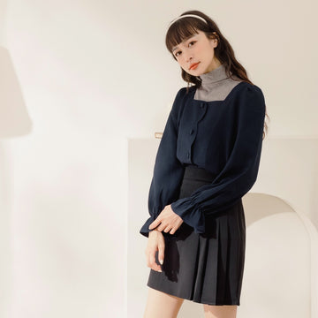 Square Neck Ruffled Collar Sleeve Top