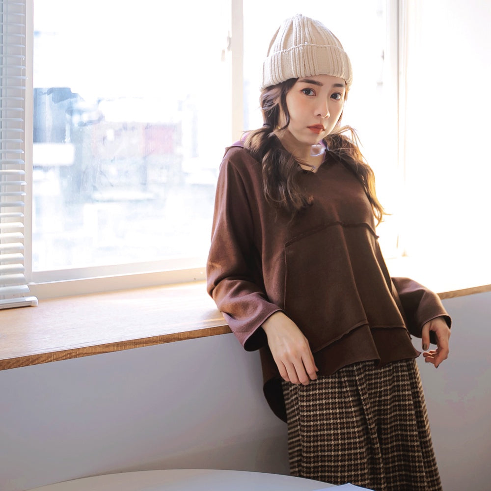 Warm Fleece Inner Brushed Wide Edge Hoodie AB16665