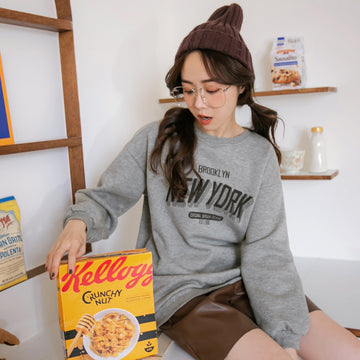 Warm Fleece English Print Sweatshirt  AB16671