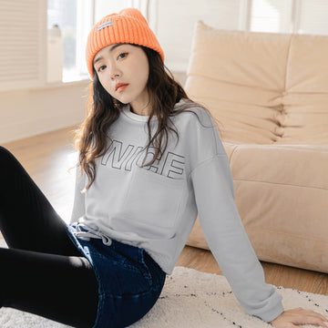 Basic Cropped Letter Print Sweatshirt Top