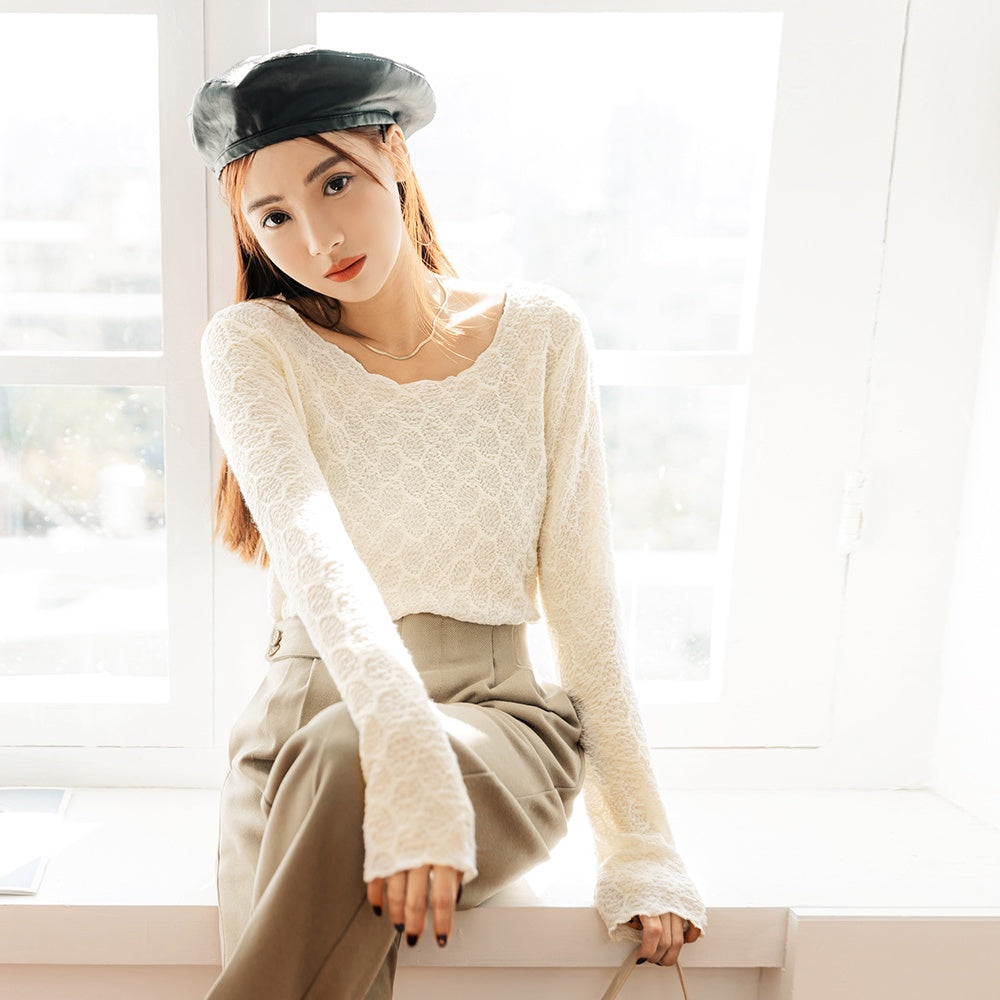 Knit Round Neck Long Sleeve Top