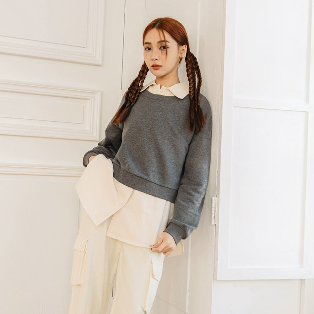 Twist Short Long Sleeve Sweatshirt Top