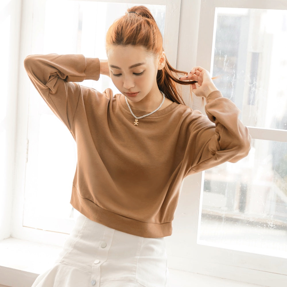 Twist Short Long Sleeve Sweatshirt Top