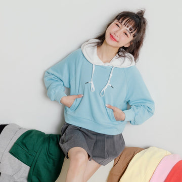 Sleeve Pocket Cropped Sweatshirt Top