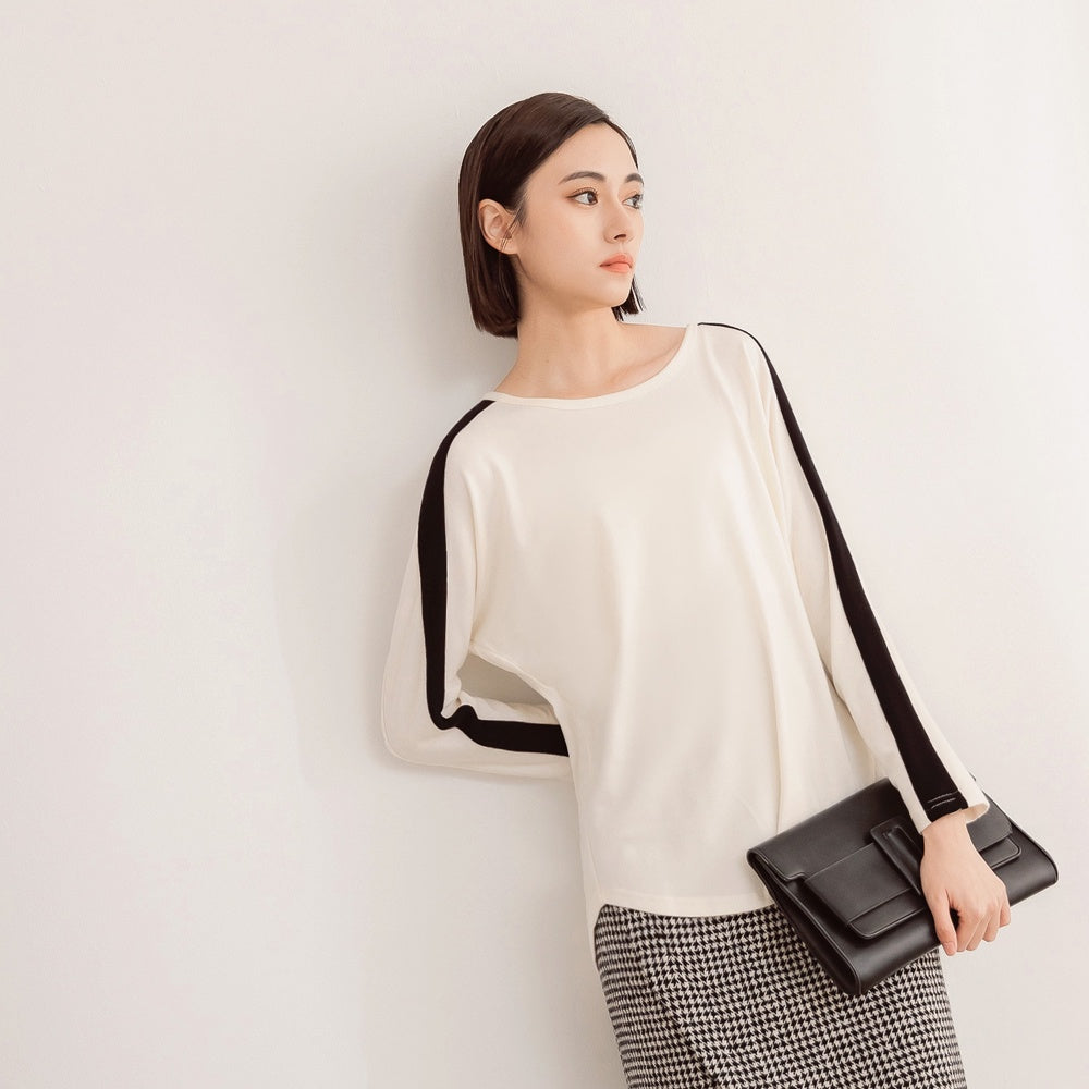 Round Neck High-Low Slit Top