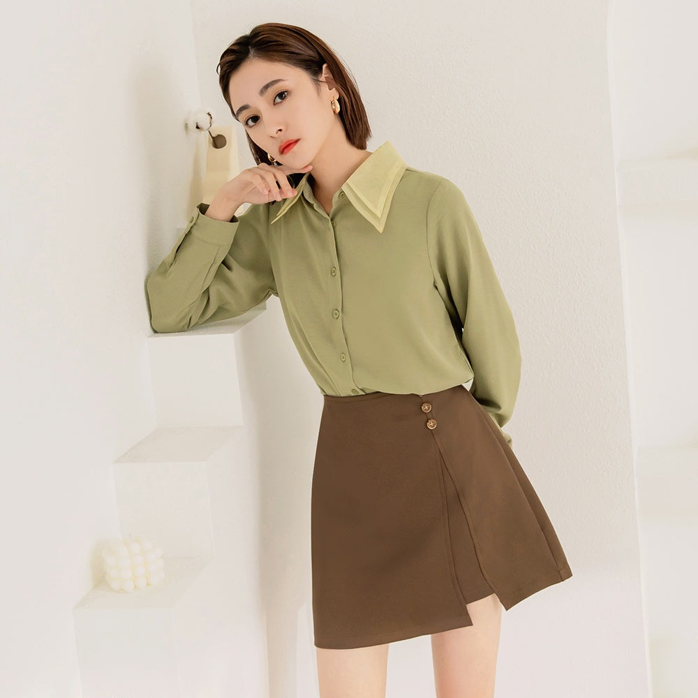 Work Casual Double Collar Top/Shirts