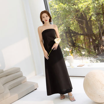 Korean Waffle Strapless Long Maxi Party Summer Dress